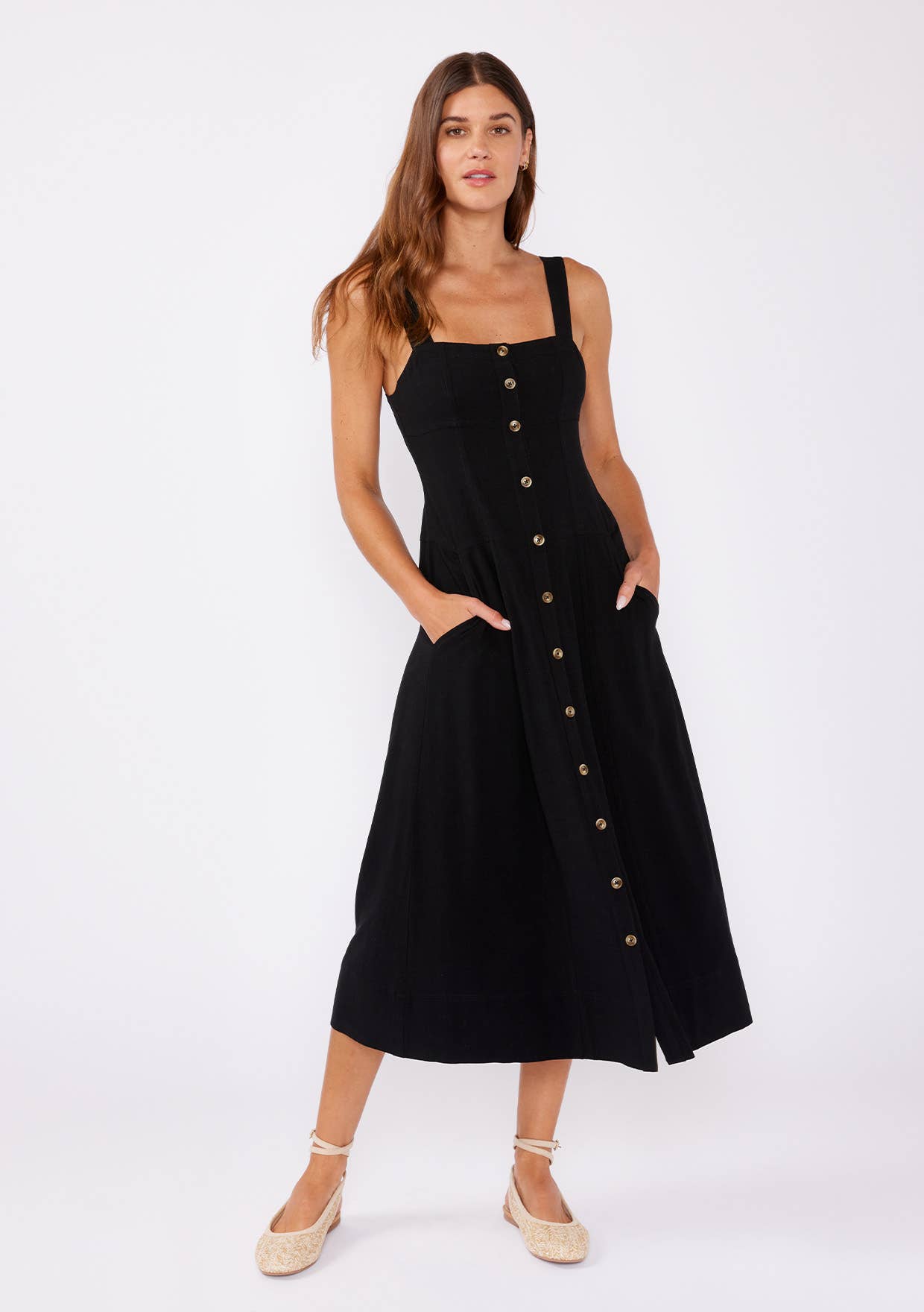 Lovestitch - Square Neck Corset Midi Dress