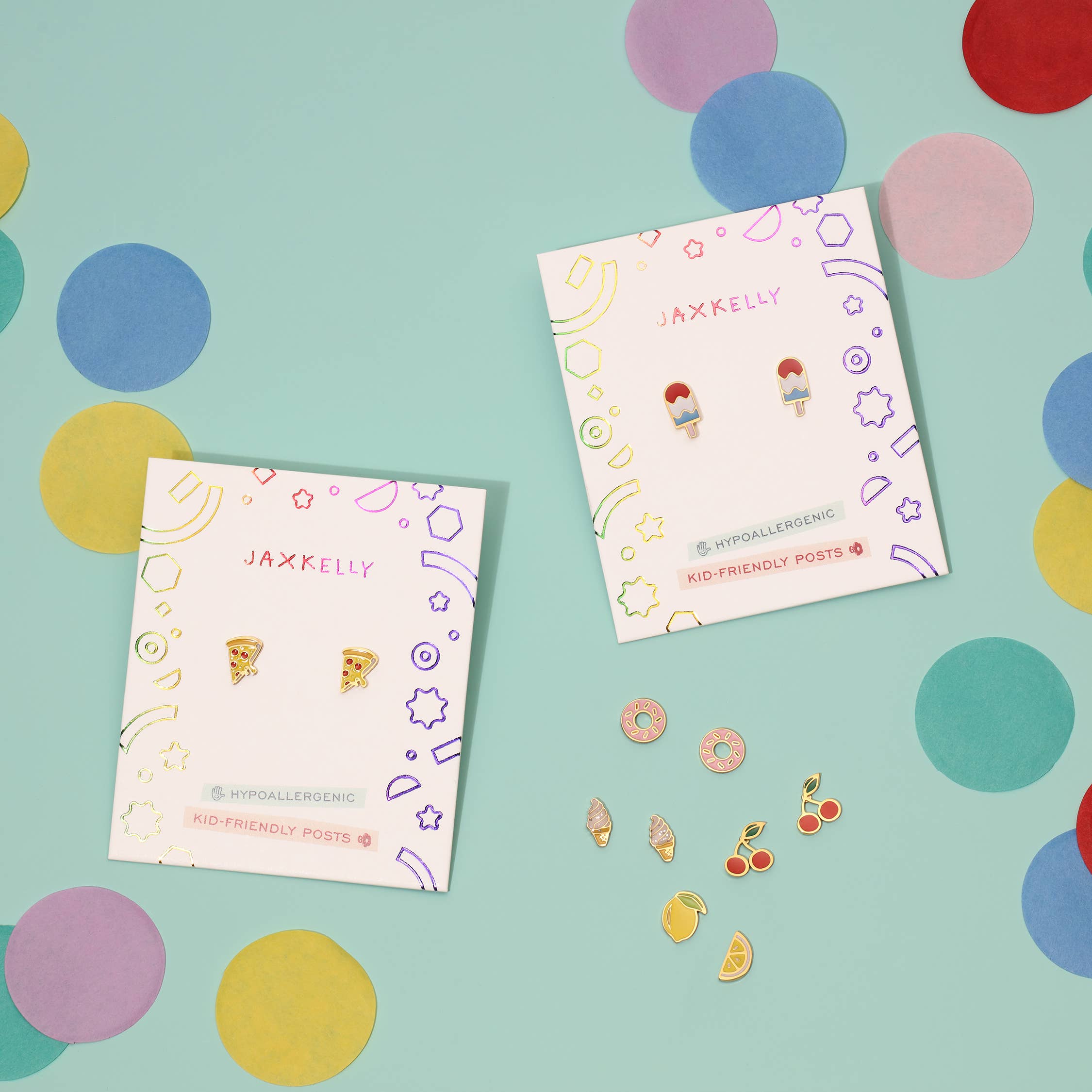 JaxKelly - Cherry Enamel Flat Back Kids Earrings