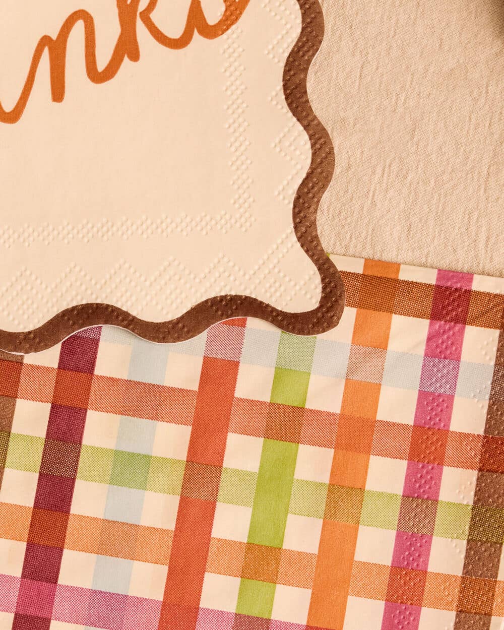 xo, Fetti - Give Thanks Cocktail Napkins | thanksgiving, fall, plaid