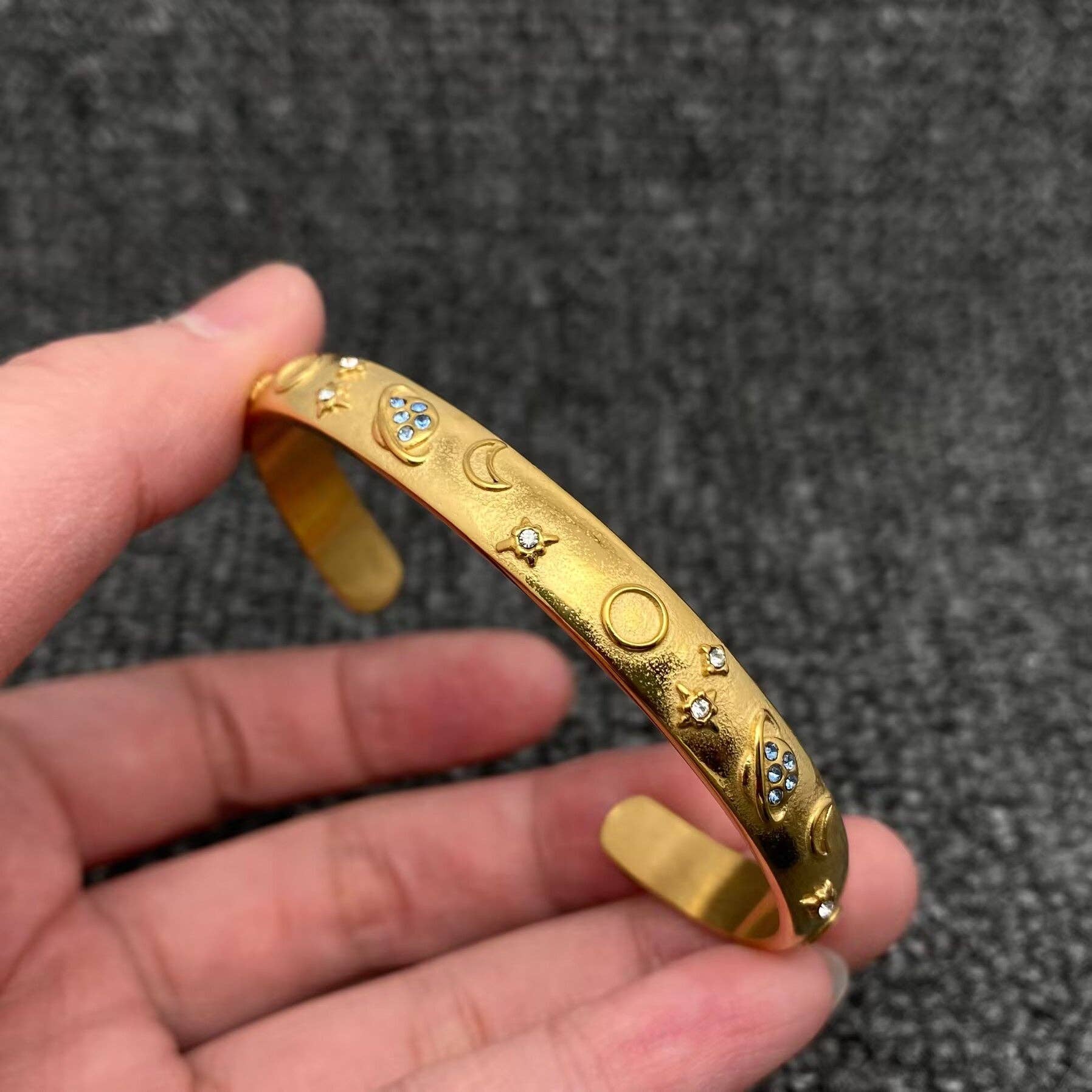 Surprise Tarot Style 18K Gold Plated S.Steel Cuff Bangle