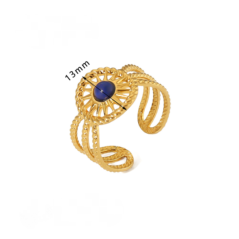 Mio Queena - 18K Gold-plated Stainless Steel Inlaid Stone Rings - FGS/CS