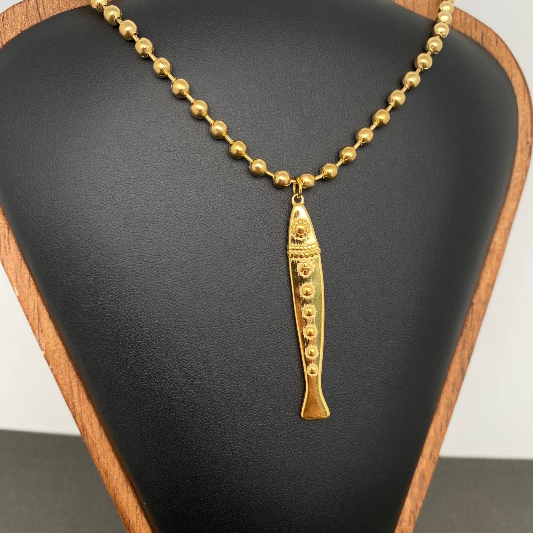Mio Queena - Fish Charm 18K Gold Plated Stainless Steel Necklace - FGS