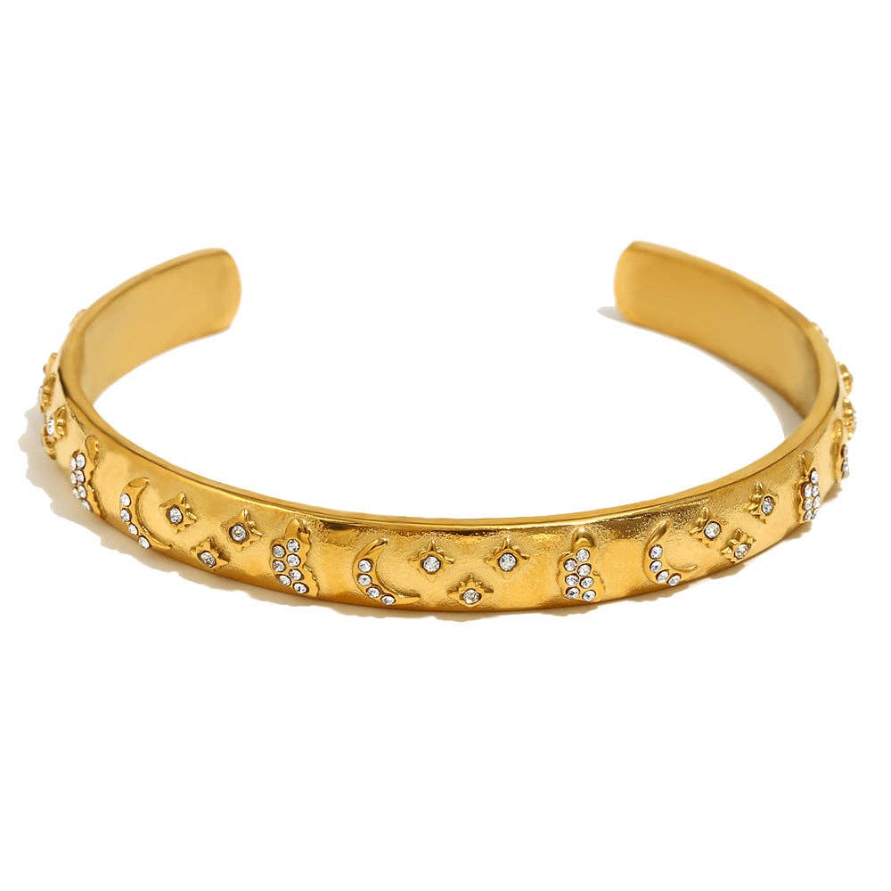 Surprise Tarot Style 18K Gold Plated S.Steel Cuff Bangle