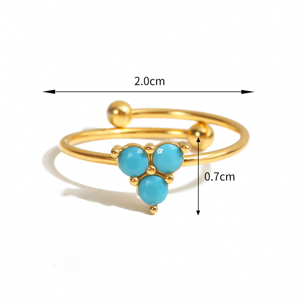 Mio Queena - 18K Gold-plated Stainless Steel Inlaid Stone Rings - FGS/CS