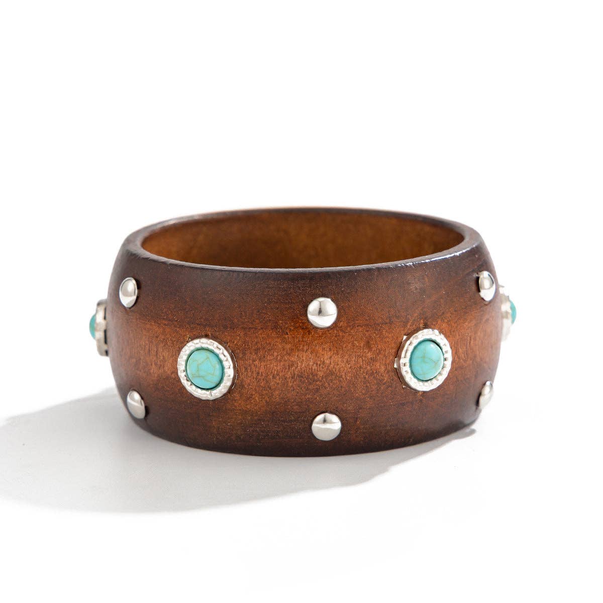 Dipped Shop - Punk Style Studded Wooden Wide Bracelet MK2ZCEP6W6JBR74