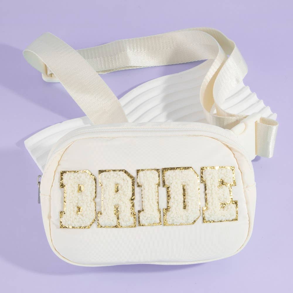Collections by Fame Accessories - Fuzzy Glitter Bride Crossbody Bag