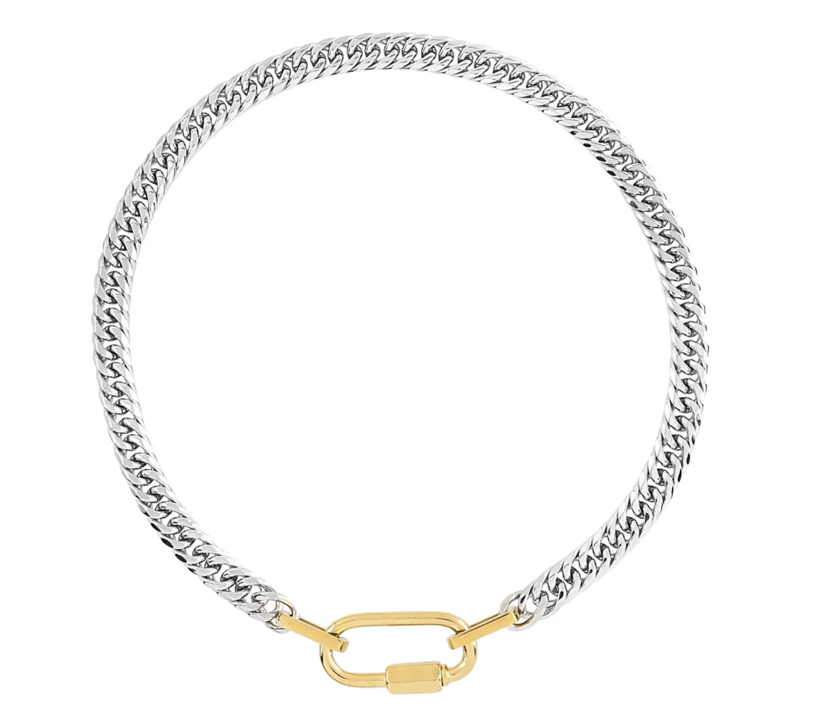 HoopLa - Evil Eye Carabiner 2 in 1 3 stand Necklace- Steel