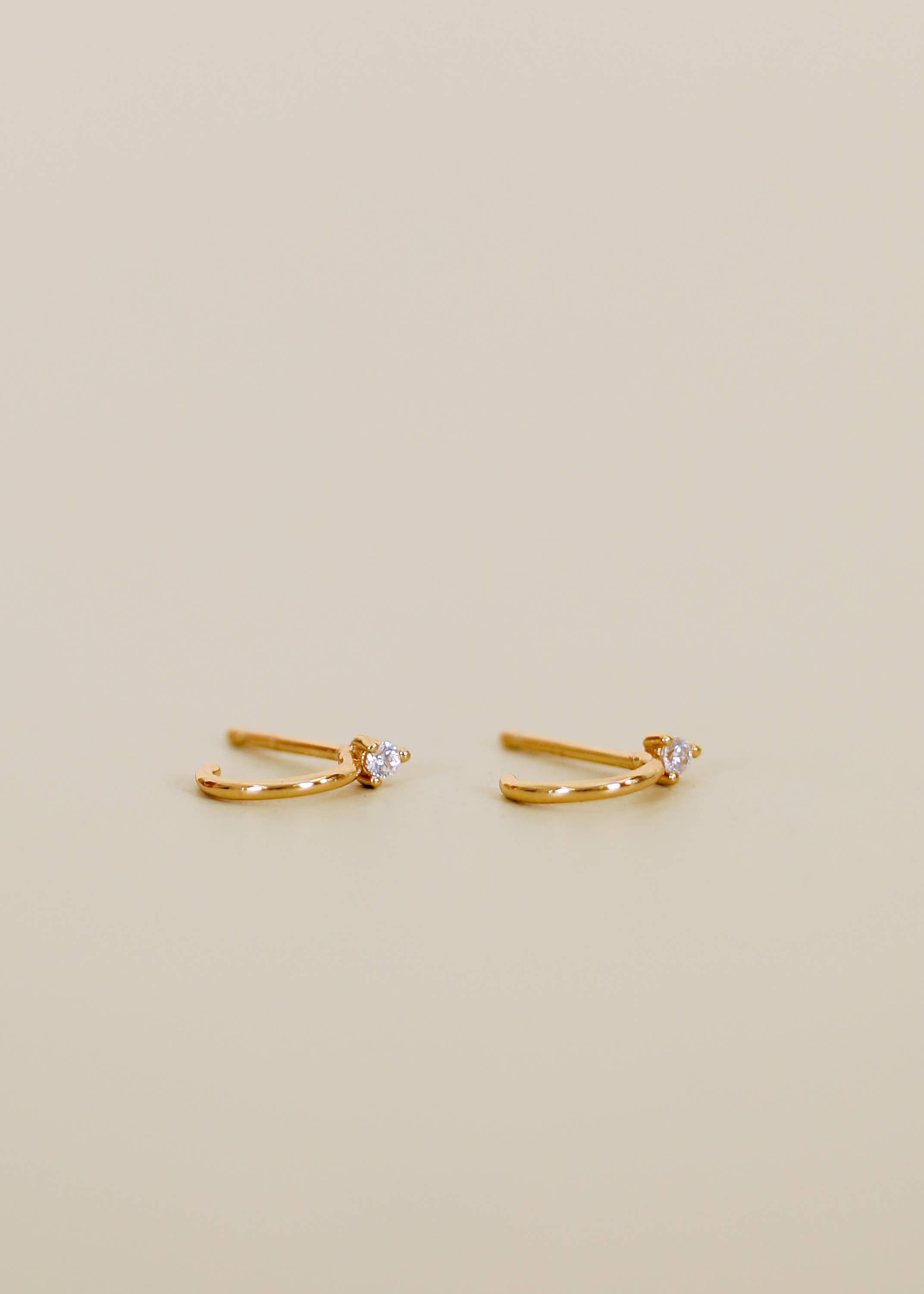 JaxKelly - Open Mini Hoop - White CZ - Gold Earrings