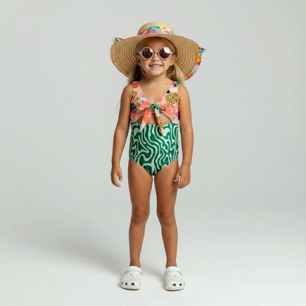 Best Day Ever Kids - Kids Bow Swimsuit – Mixed Tape / Trippy Tide