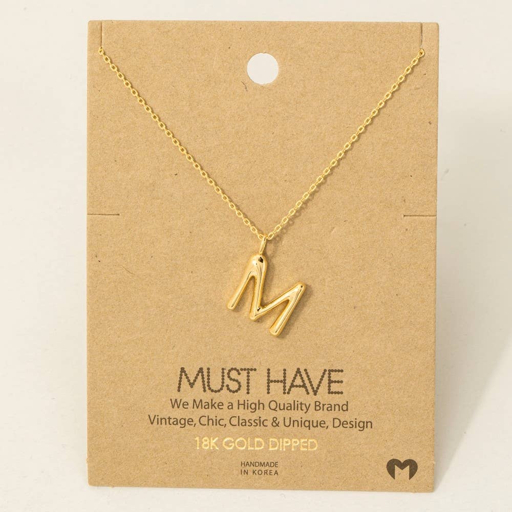 Fame Accessories - Gold Dipped Bubble Letter Pendant Necklace