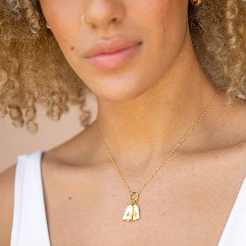 Birthstone Charm Necklace in Gold: