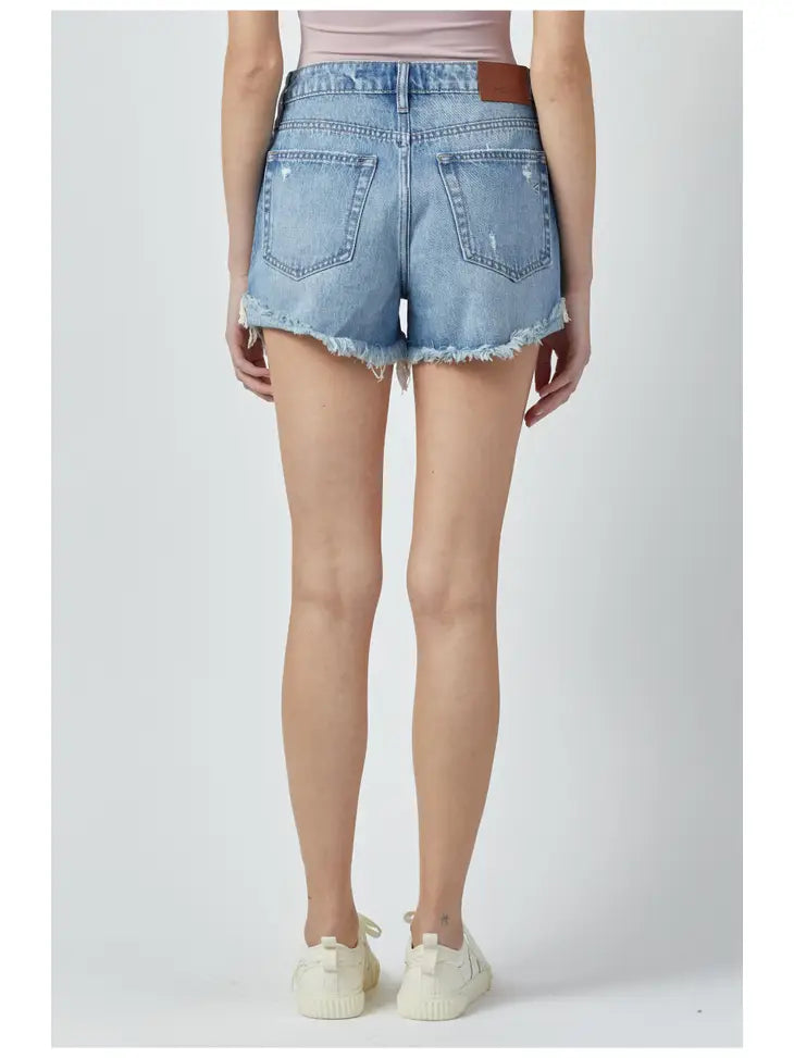 Hidden Jeans - Dark Wash Destroyed Mom Shorts