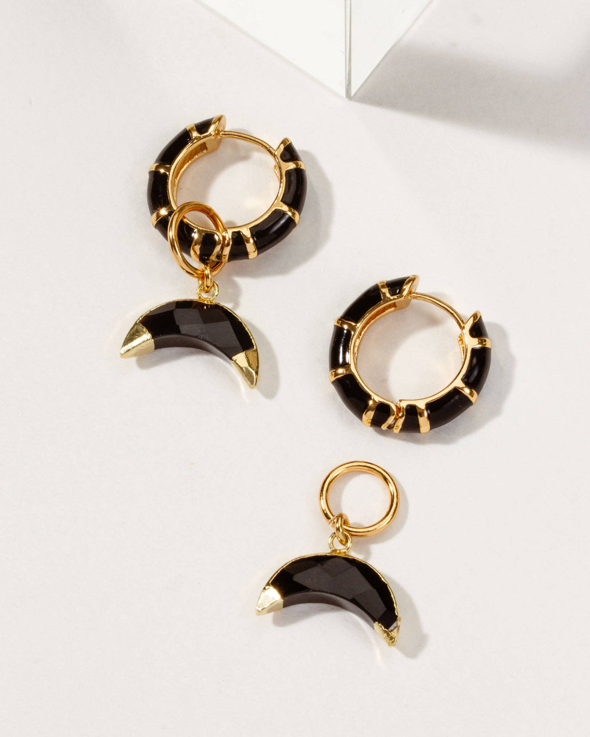 Luna Norte - Night Crescent Charm Huggie Hoops