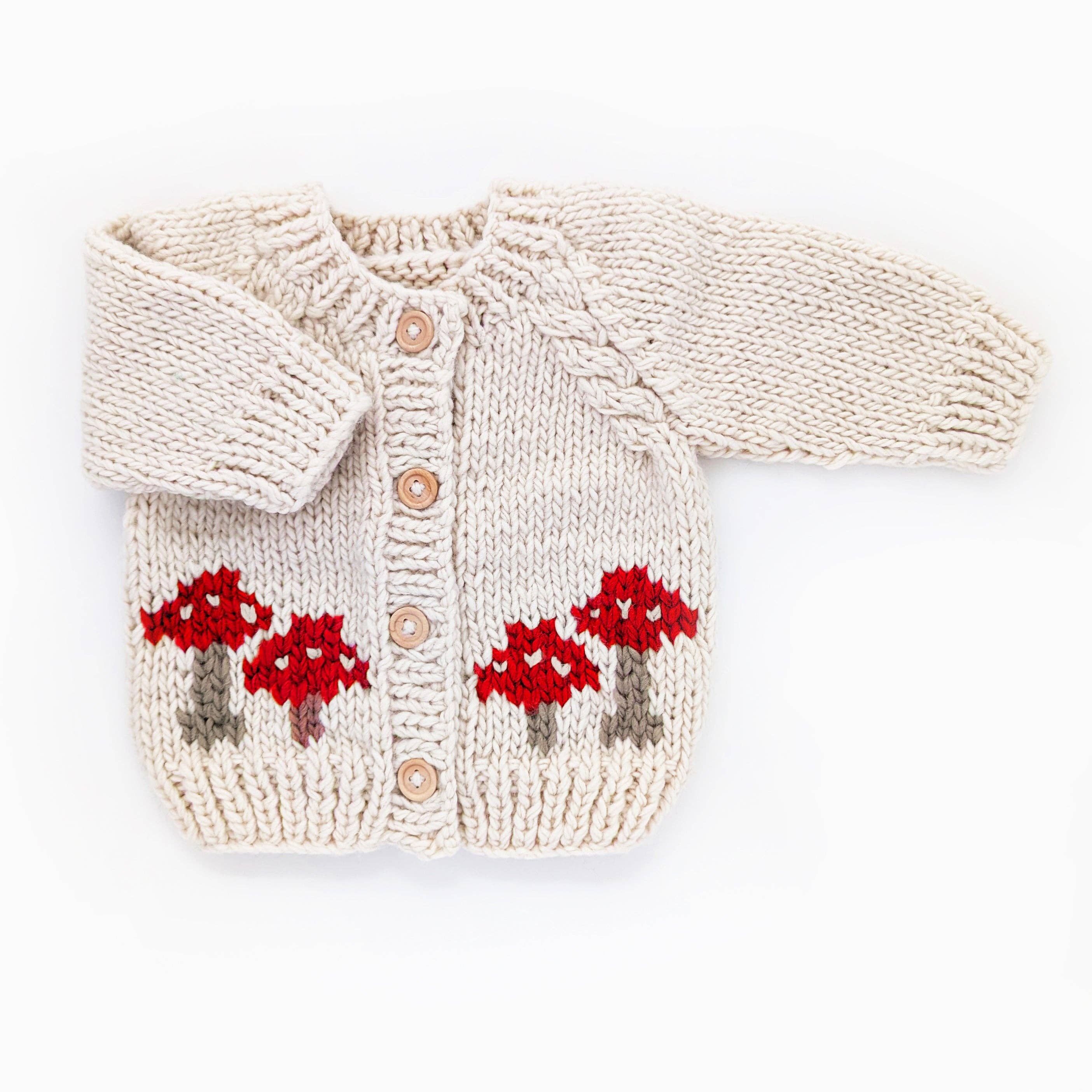 Huggalugs - Mushroom Natural Cardigan Sweater Baby & Toddler