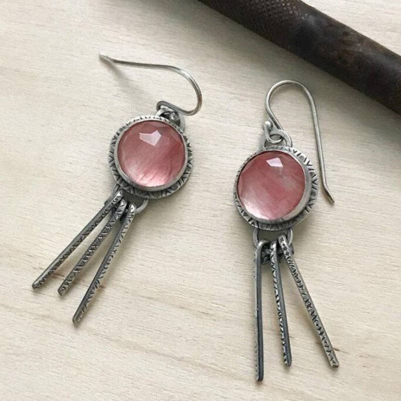 Dipped Shop - Retro Geometric Sparkling Cubic Zirconia Drop Earrings