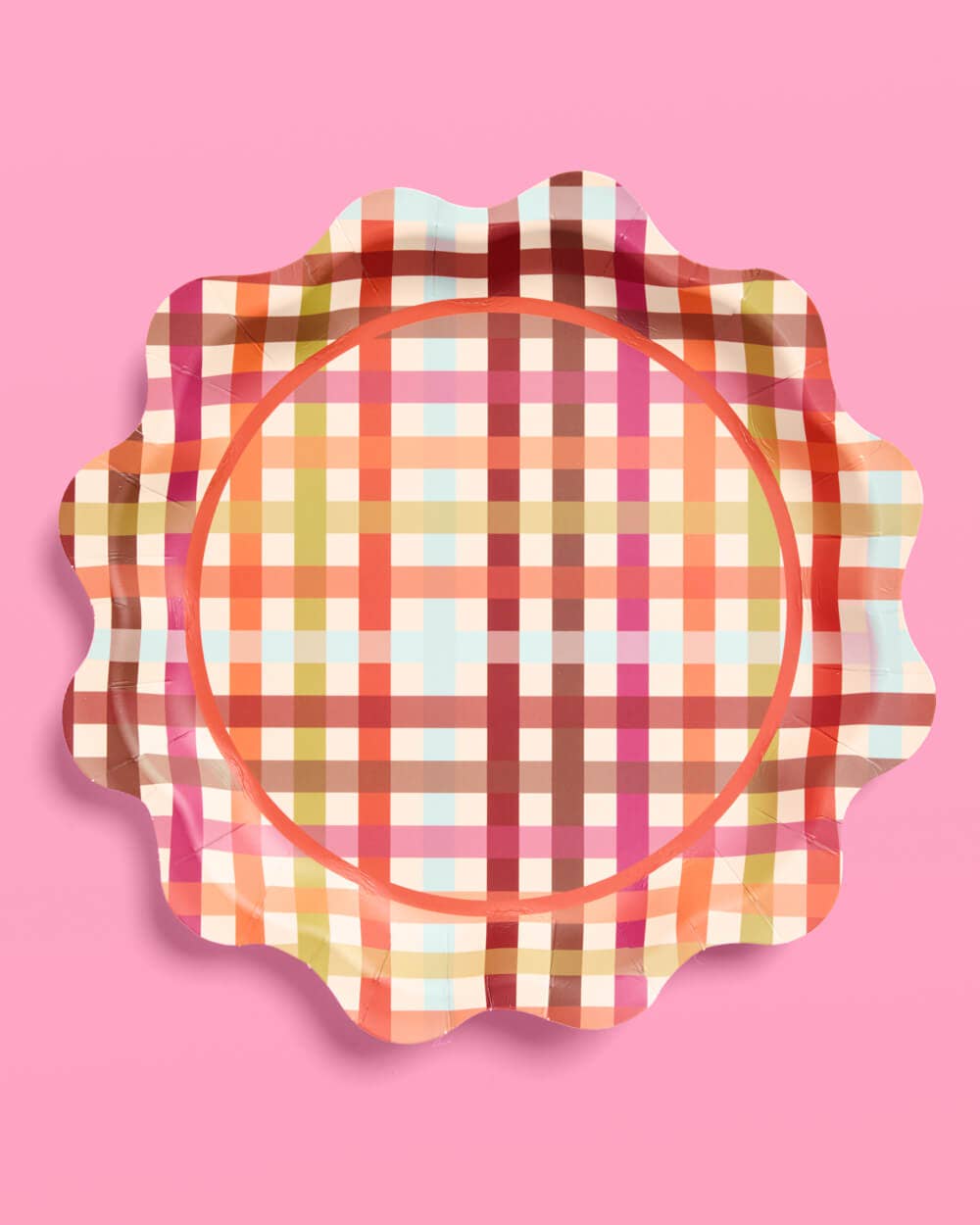 xo, Fetti - Thanksgiving Paper Plates - 12 pcs | 2 designs, gingham, 9"