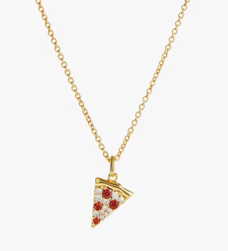 HoopLa - Baby Slice- Pavé Pizza necklace- Slice of Life Steel