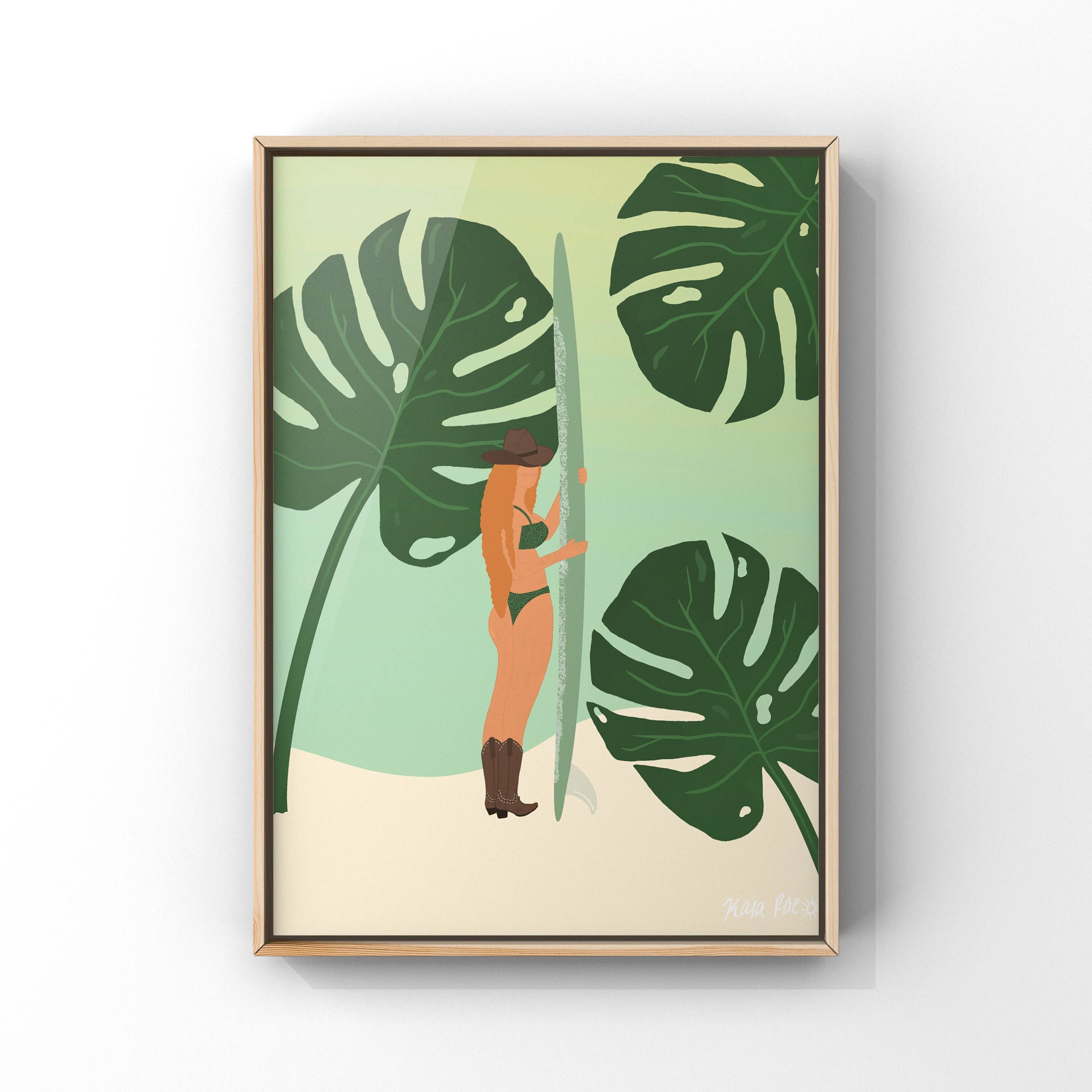 Surf Cowboy - Jungle Dreams Surf Cowgirl Art Print | Surf Wall Art Prints | Beach Prints | Ocean | Surf Poster | Surf | Western Art | Cowboy | Cowgirl