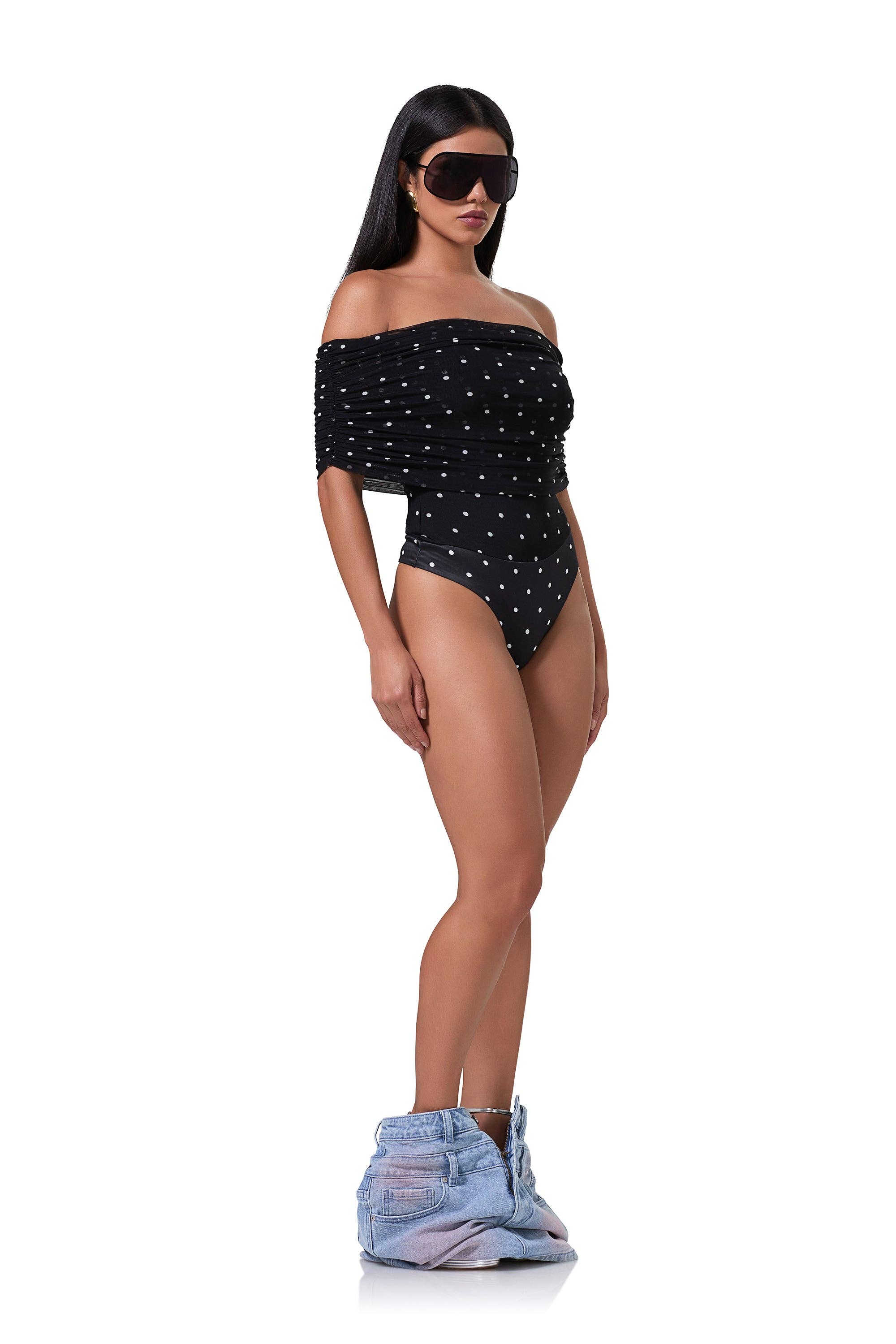 AFRM - Divya Bodysuit - Noir Micro Dot