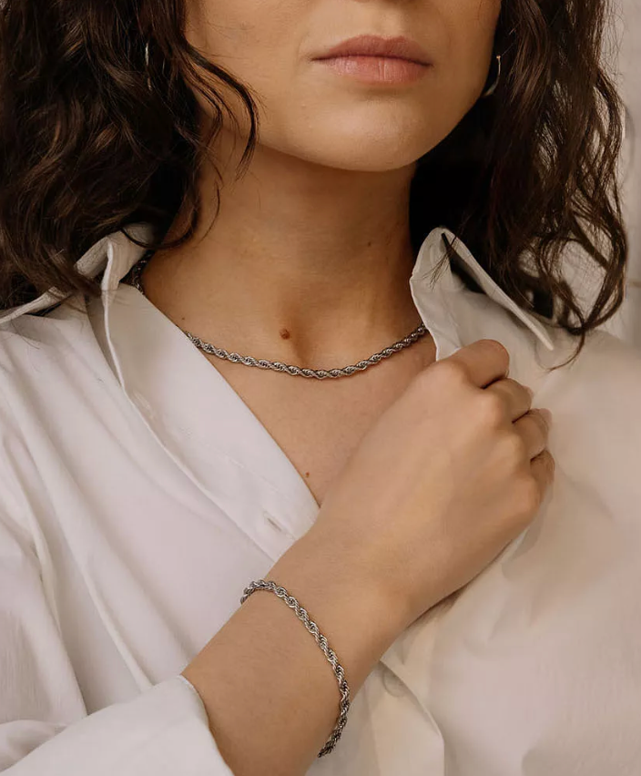 HoopLa - Rope Spiga Necklace Stainless Steel 14K Gold. Waterproof