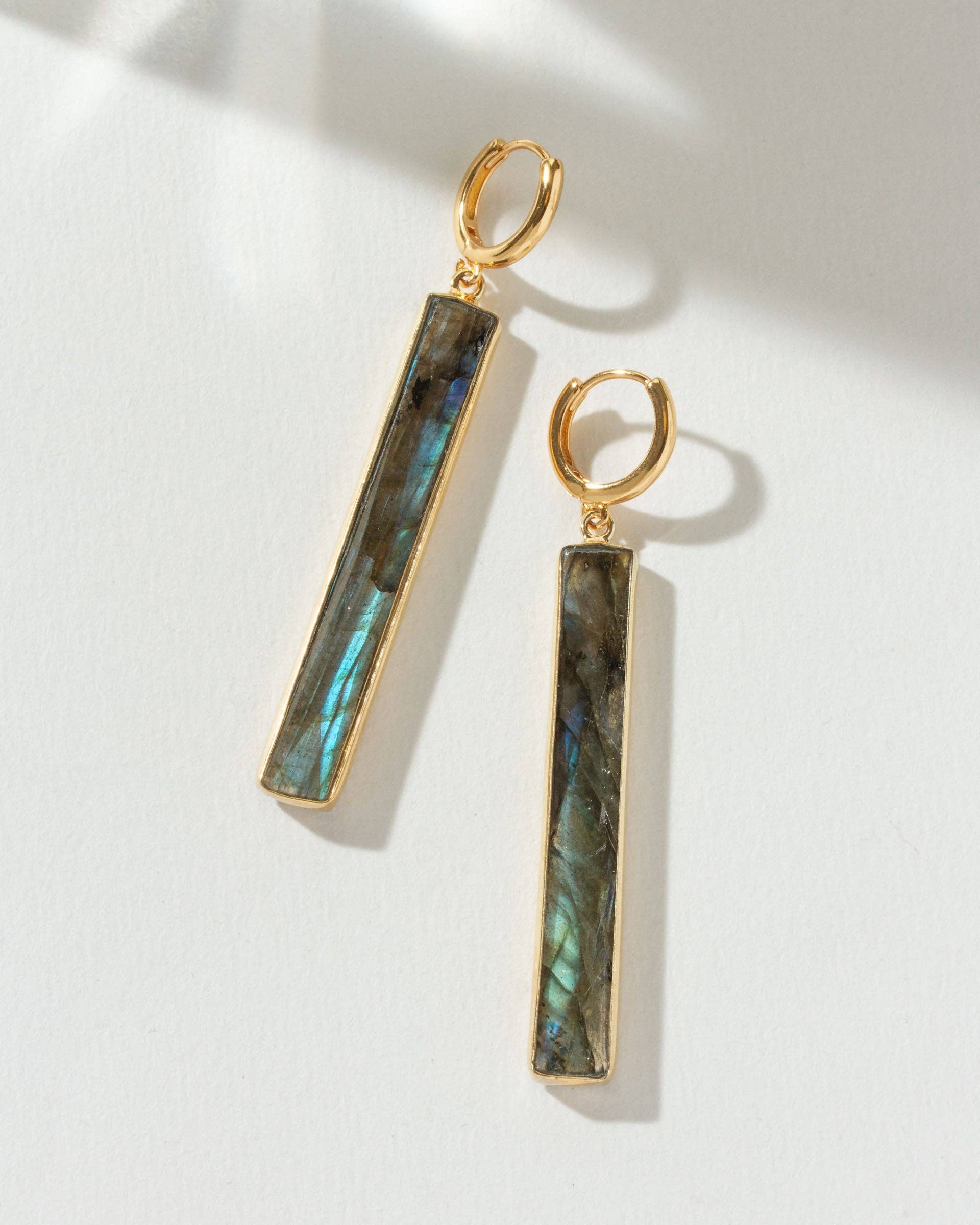 Luna Norte - Gemstone Edge Huggie Hoop Earring Gold -