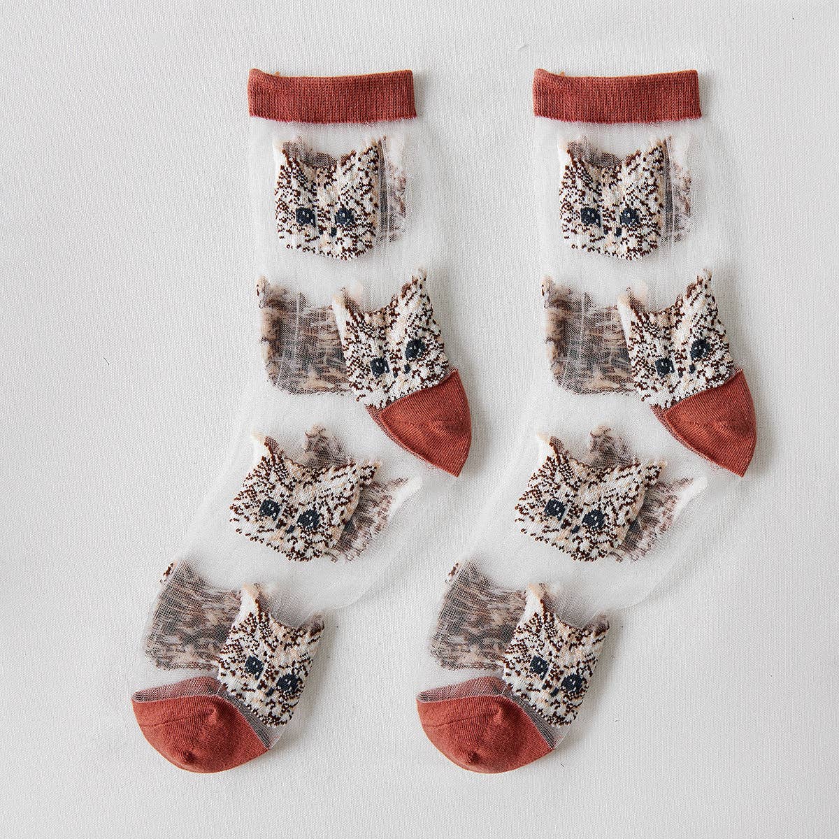 Funkyrel® Atzbranding Limited - Rufia – Sheer Cat Pattern Ankle Socks | Lightweight & Breathable