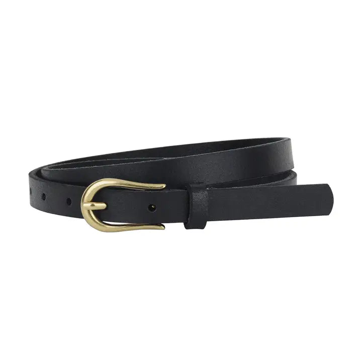 Basic Skinny Equestrian Buckle Leather Belt