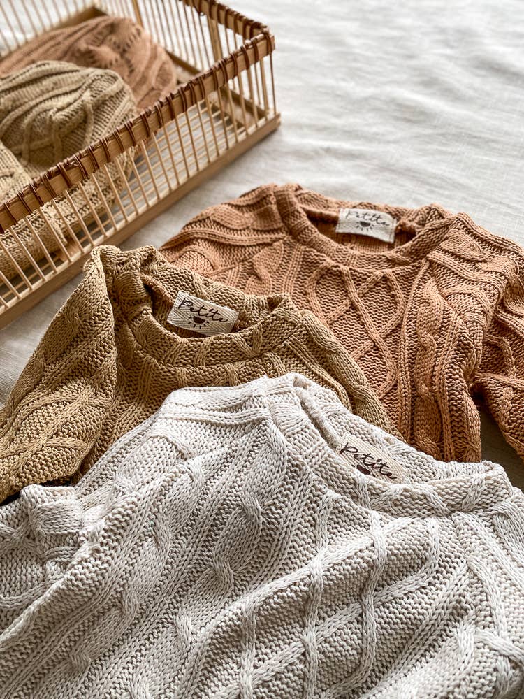 PETITE EvelinaApparel - Baby cotton sweatshirt / knit: 12- 18 months / Sand