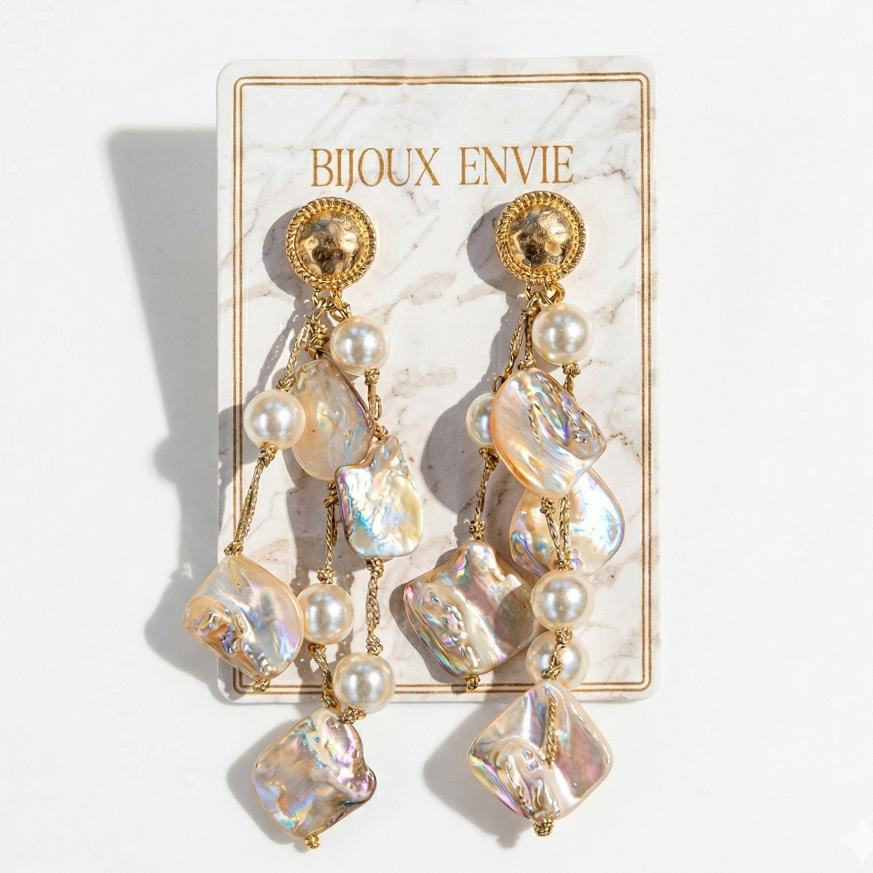 Bijoux Envie Chunky Shell & Pearl Earrings | Handmade