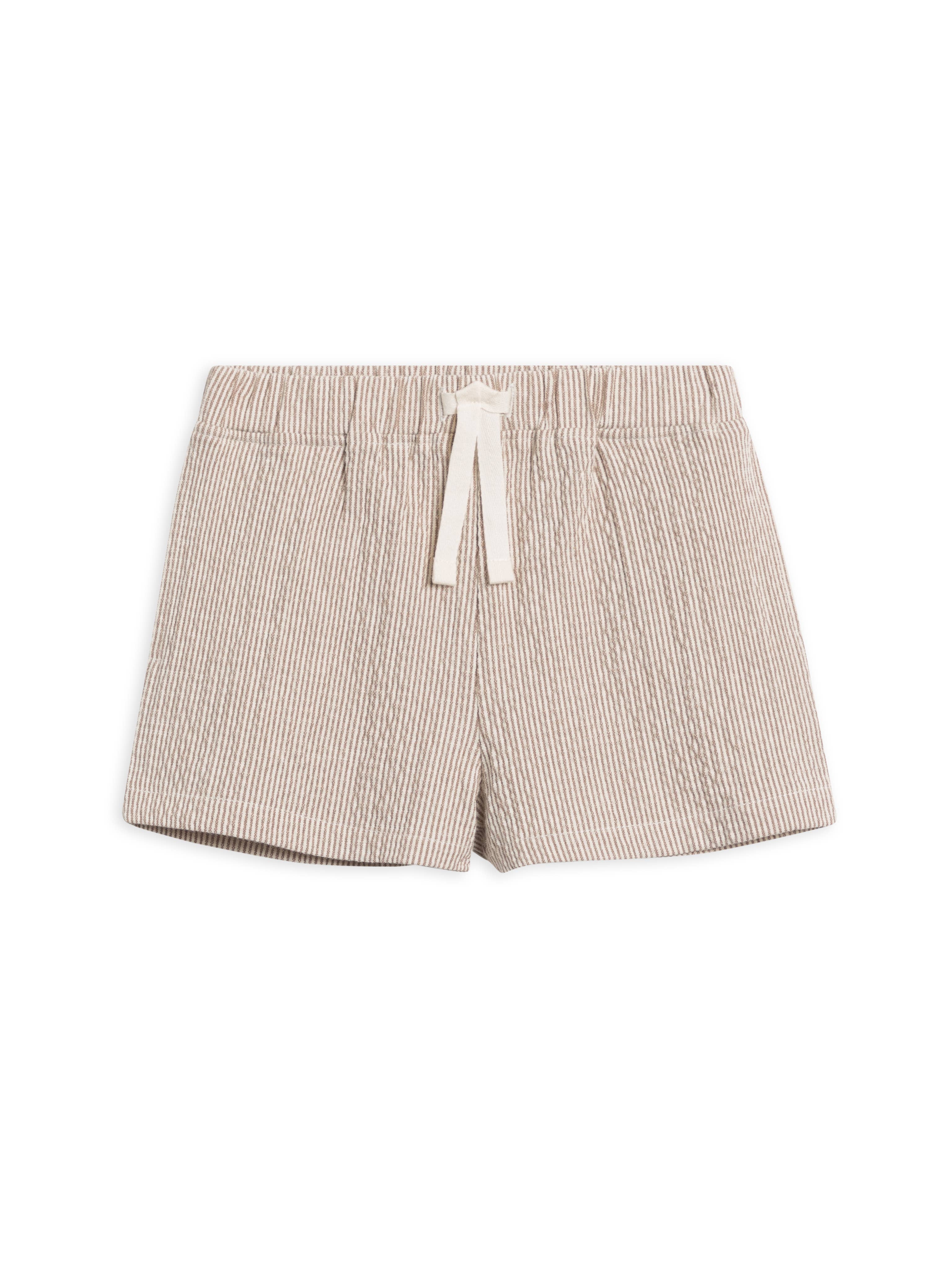 Colored Organics - Organic Kids Nixie Seersucker Short - Shore Stripe / Truffle