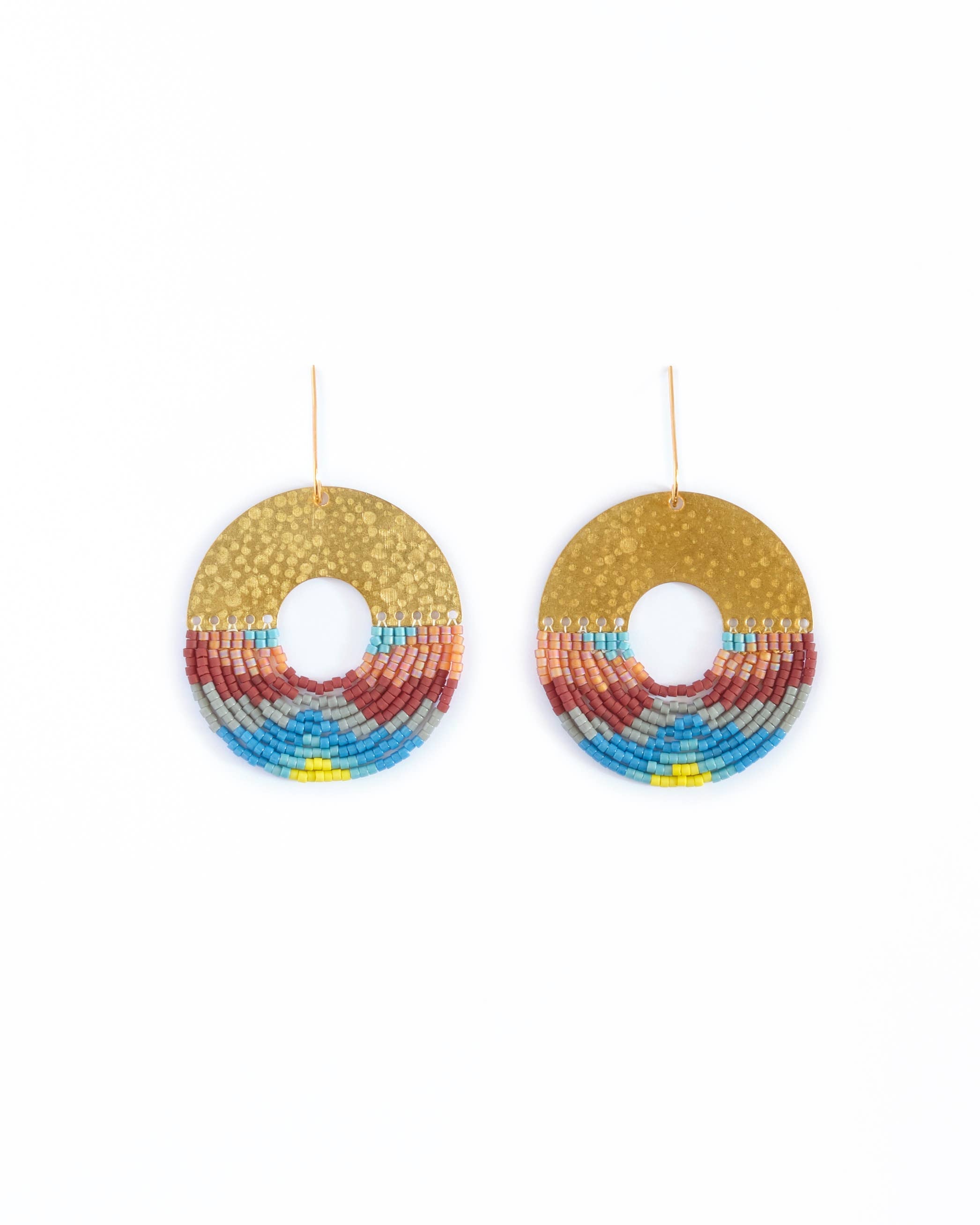 Mayana Designs Co - Beaded Handwoven Organic Circular Fringe Earrings (Lilac)
