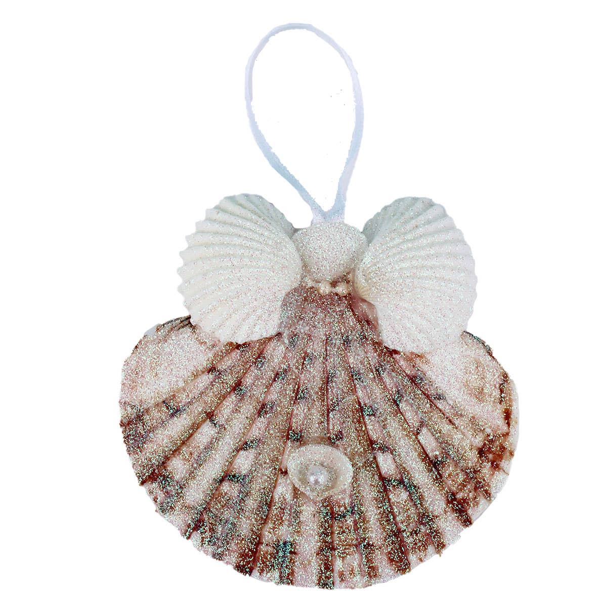 California Seashell Company - Flat Pectin with Arca Wings Seashell Angel Ornament