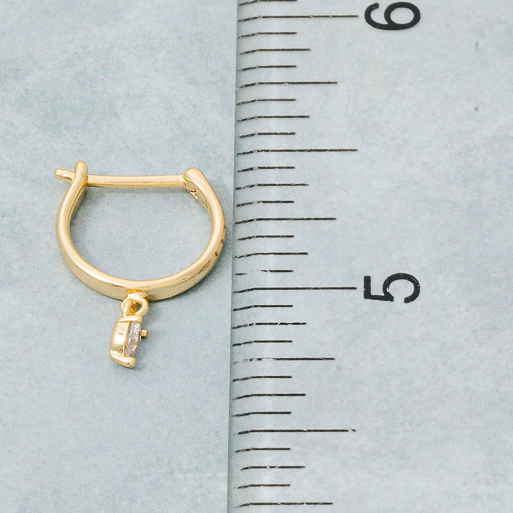 Fame Accessories - Gold Dipped Mini Cz Charm Hoop Earrings