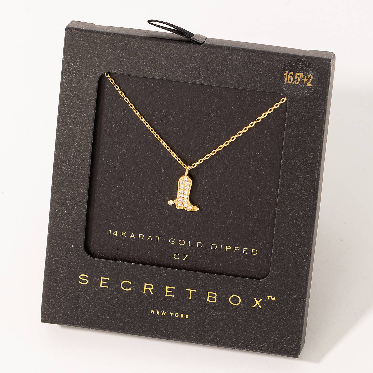 Pave Western Cowboy Boot Pendant Necklace