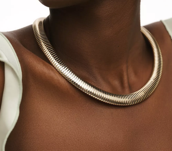 HoopLa - Tobogas, Cobra Omega Collar Necklace- Steel