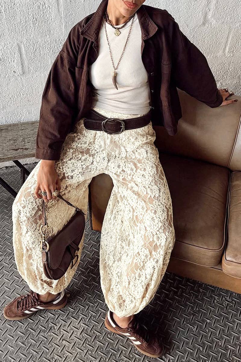 Soli Echo - Elegant Lace Casual Pants
