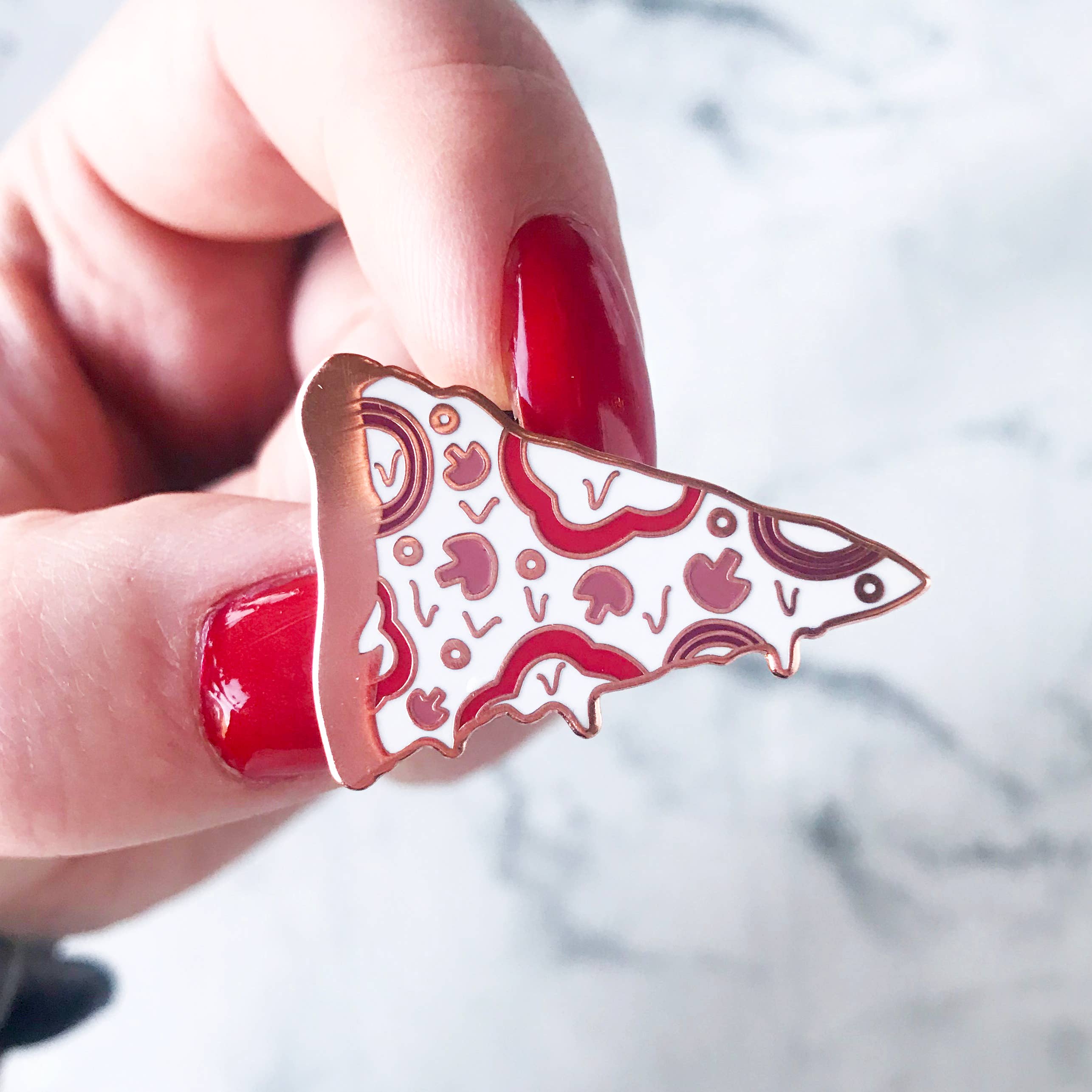 Veggie Pizza Rose Gold Enamel Pin