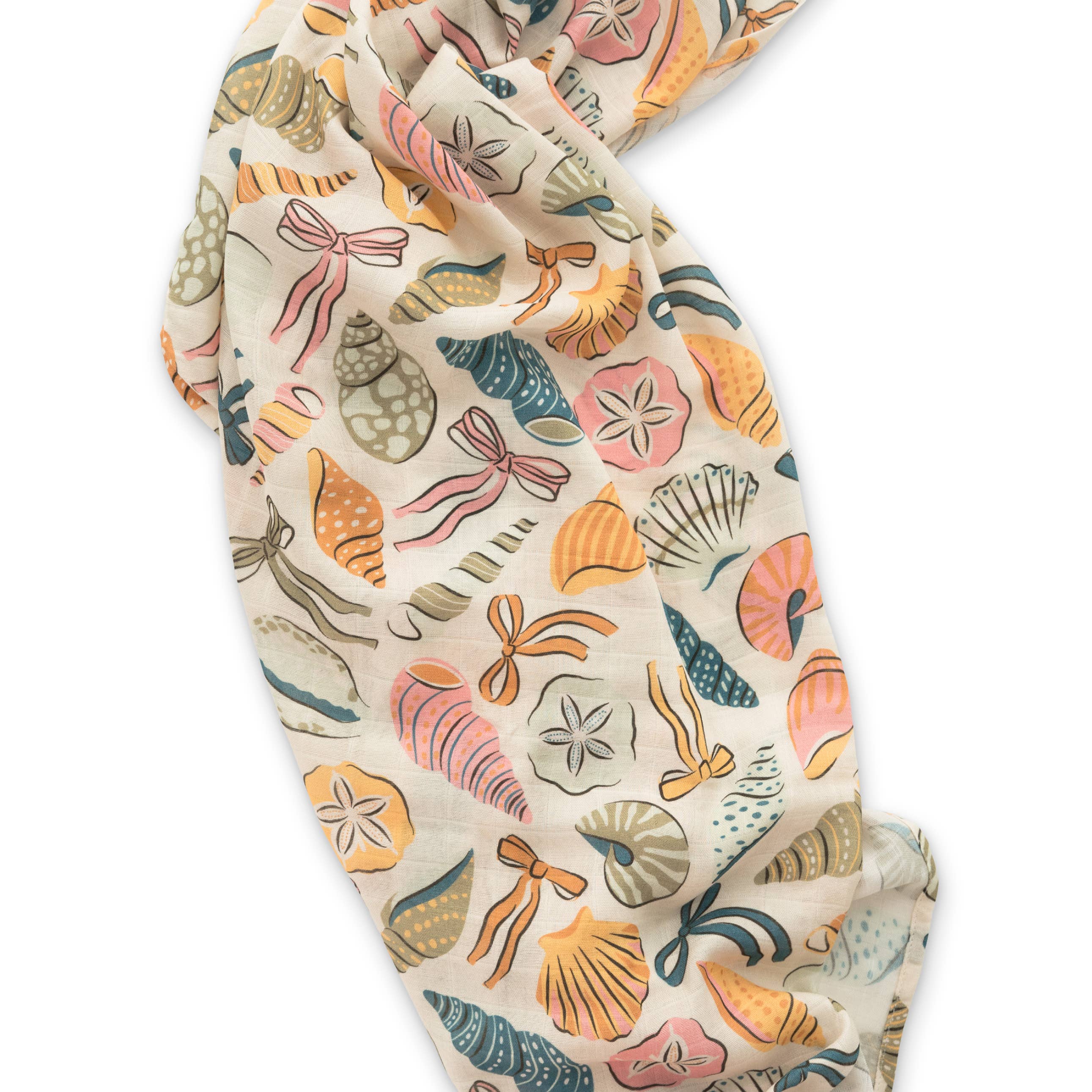 Ellie Sue - Coastal Bows Muslin Swaddle Blanket