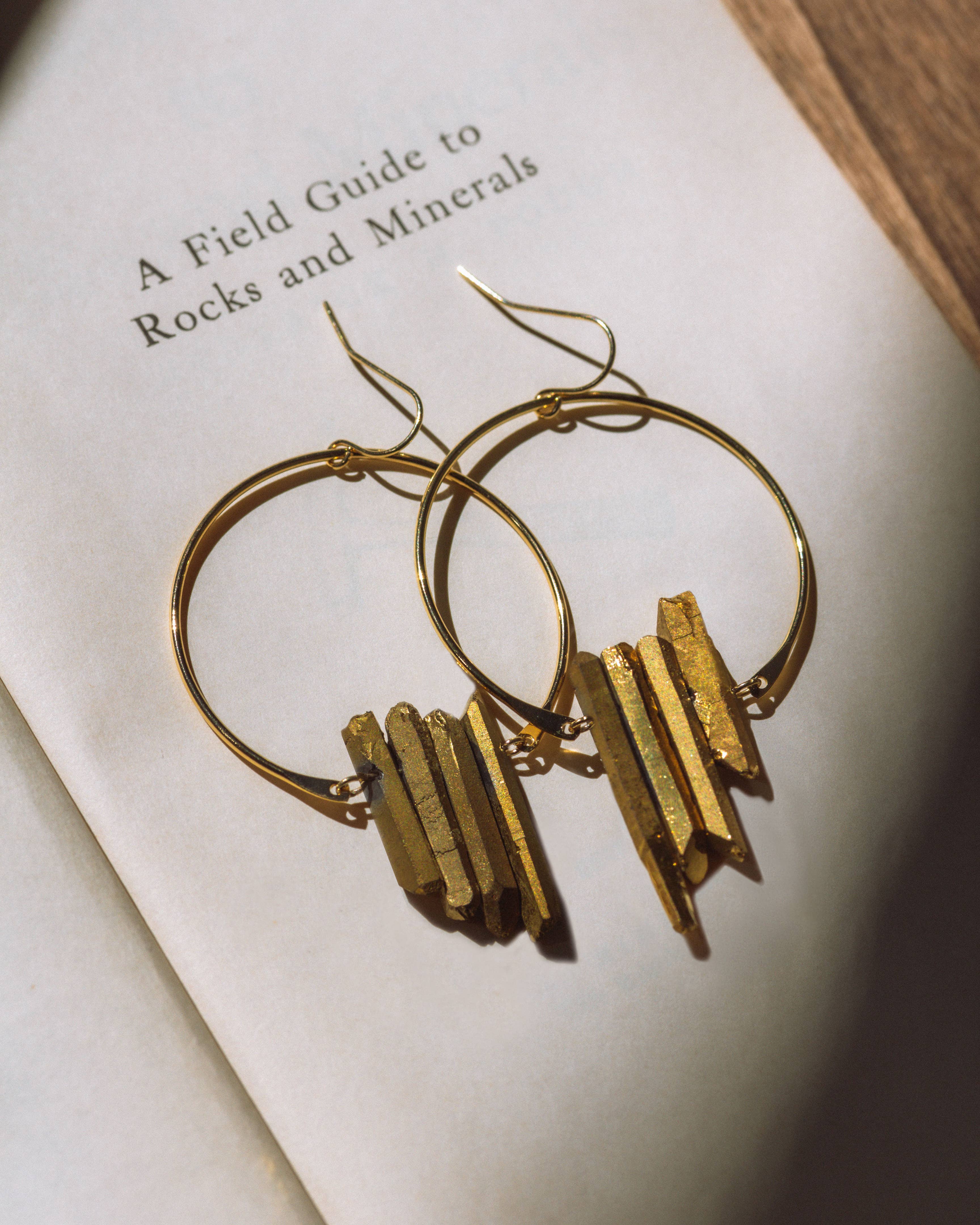 Luna Norte - Super Nova Earrings - Gold Metallic Quartz