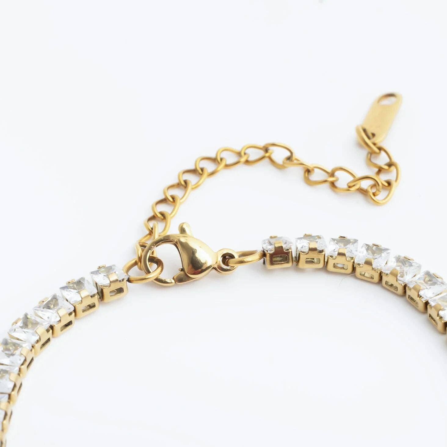 WJW - Emerald Cut Cubic Zirconia Stone Tennis Chain Bracelet