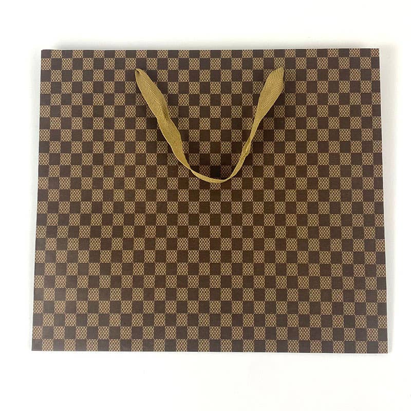 byhome - Checkered kraft paper gift bag w/free tissue