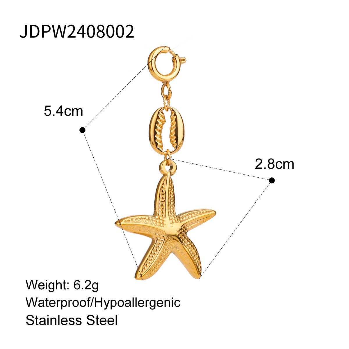 STAINLESS STEEL JEWELRY ACCESSORIES STARFISHPENDANT_