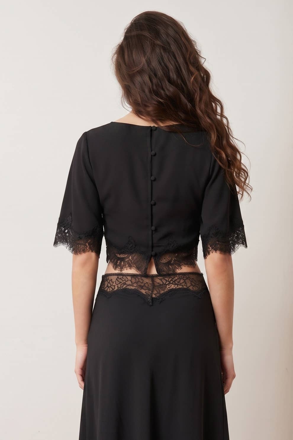 Edit by Nine - LACE HEM TWILL SATIN CAPE TOP