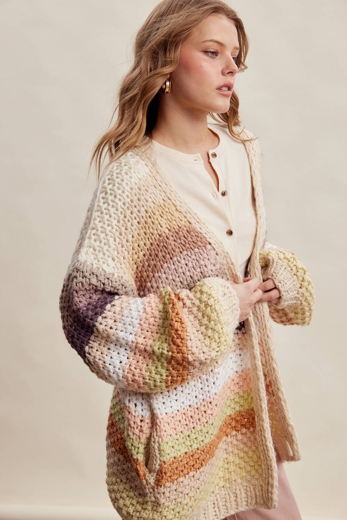 Listicle - Rainbow Hand-Crochet Open Cardigan LSW0620
