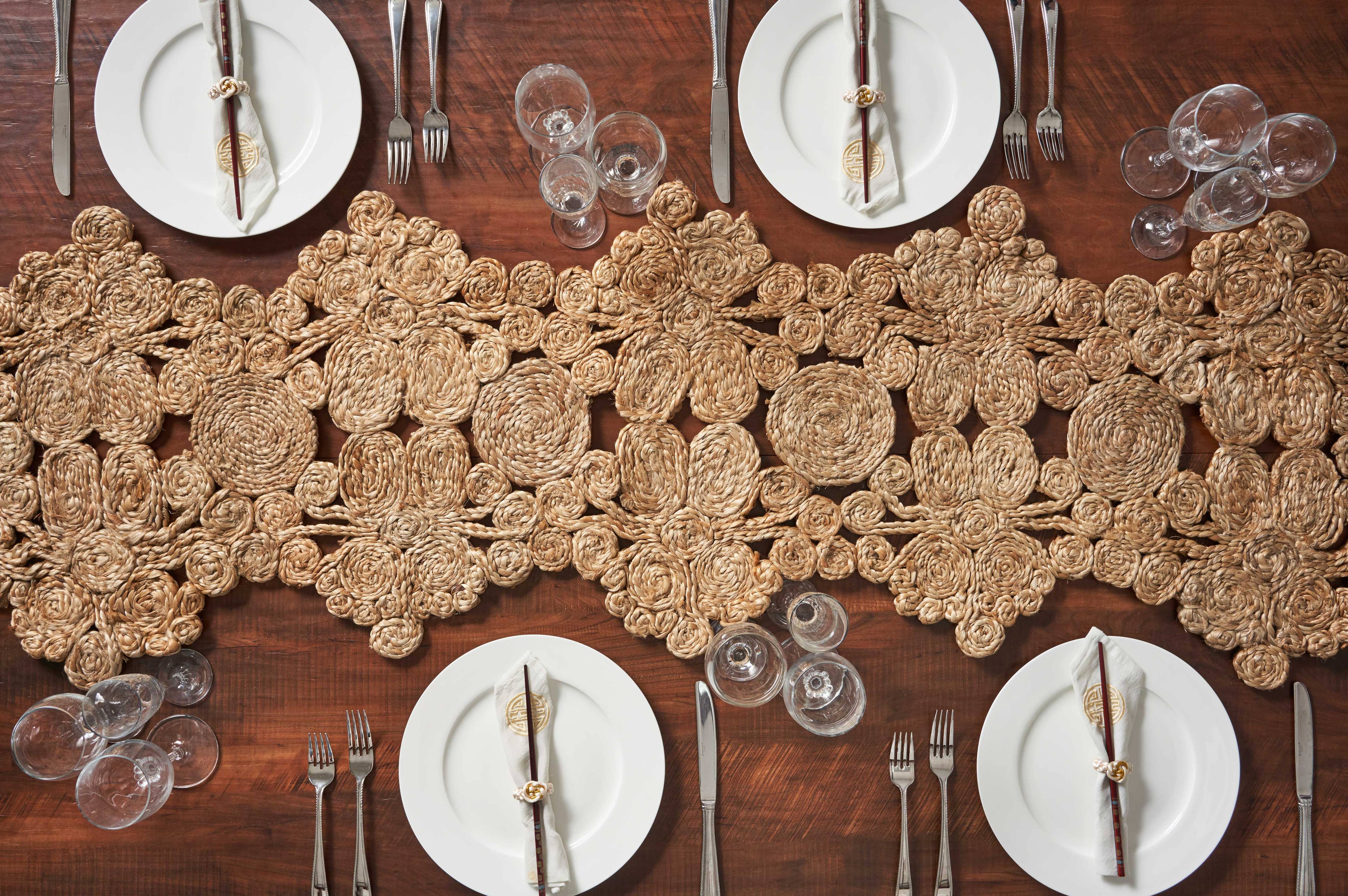 LR Home - Bordered Braided Jute Table Runner
