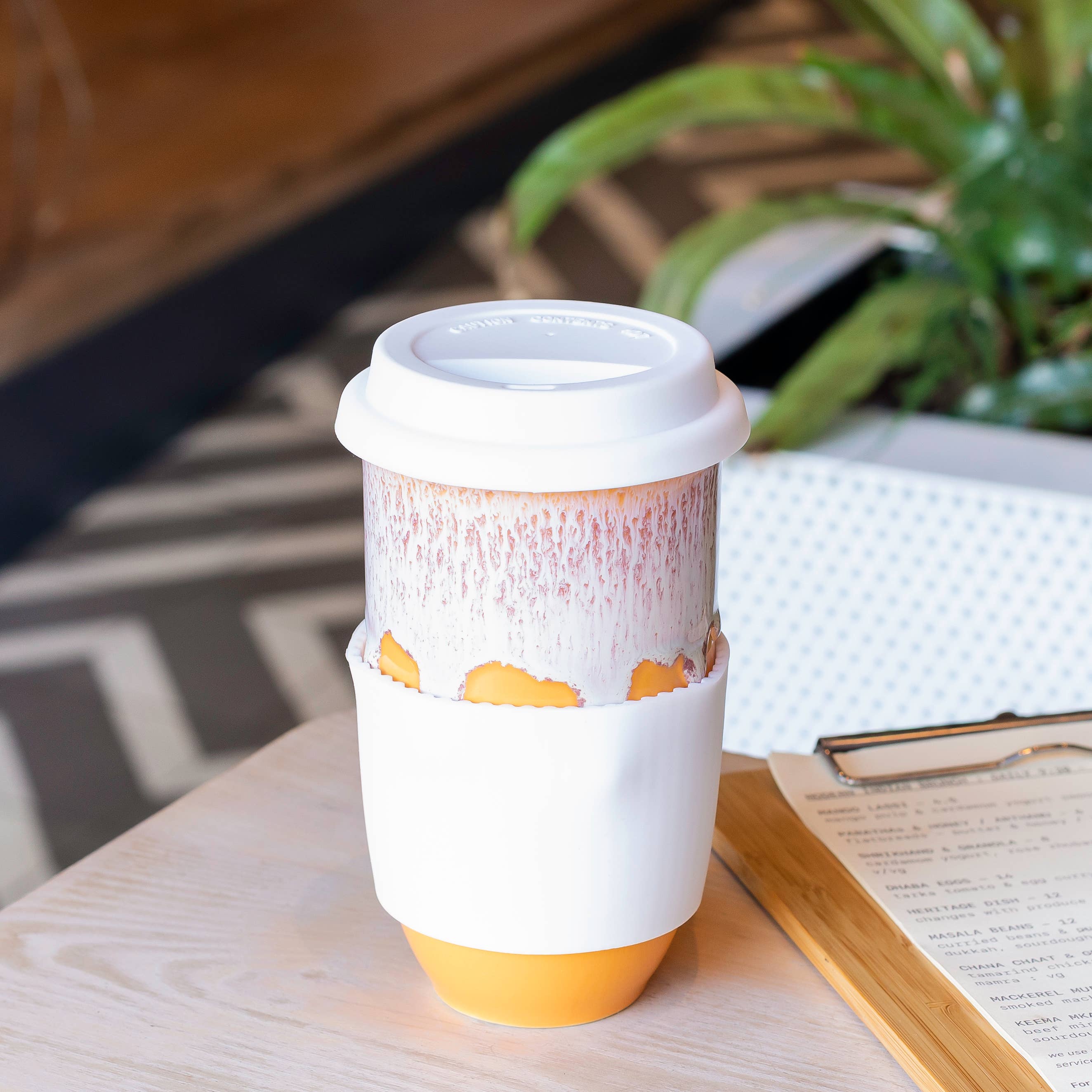 Nova Ceramics Travel Mugs - Grapefruit Ceramic Travel Mug – 16oz with Lid & Sleeve