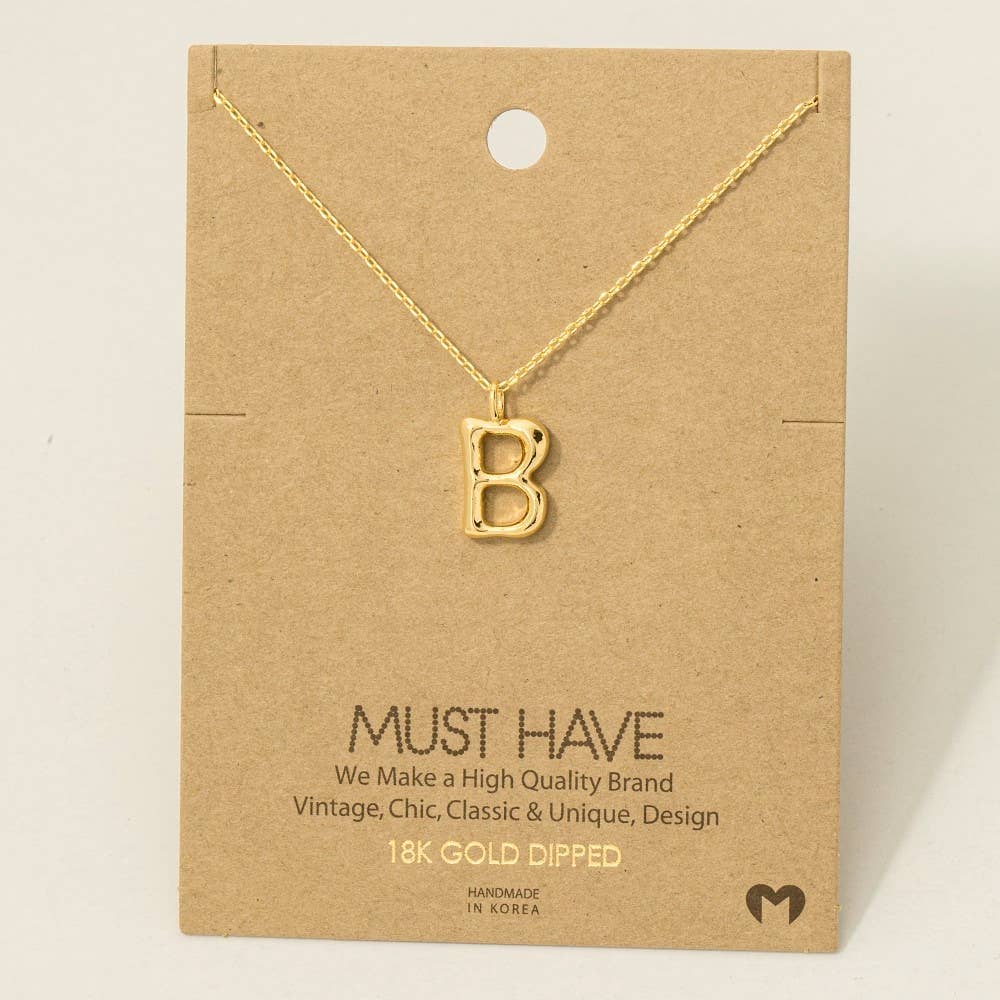 Fame Accessories - Gold Dipped Bubble Letter Pendant Necklace
