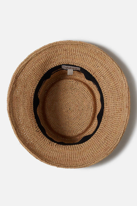 ELLEE STRAW BUCKET HAT - TAN/BLACK