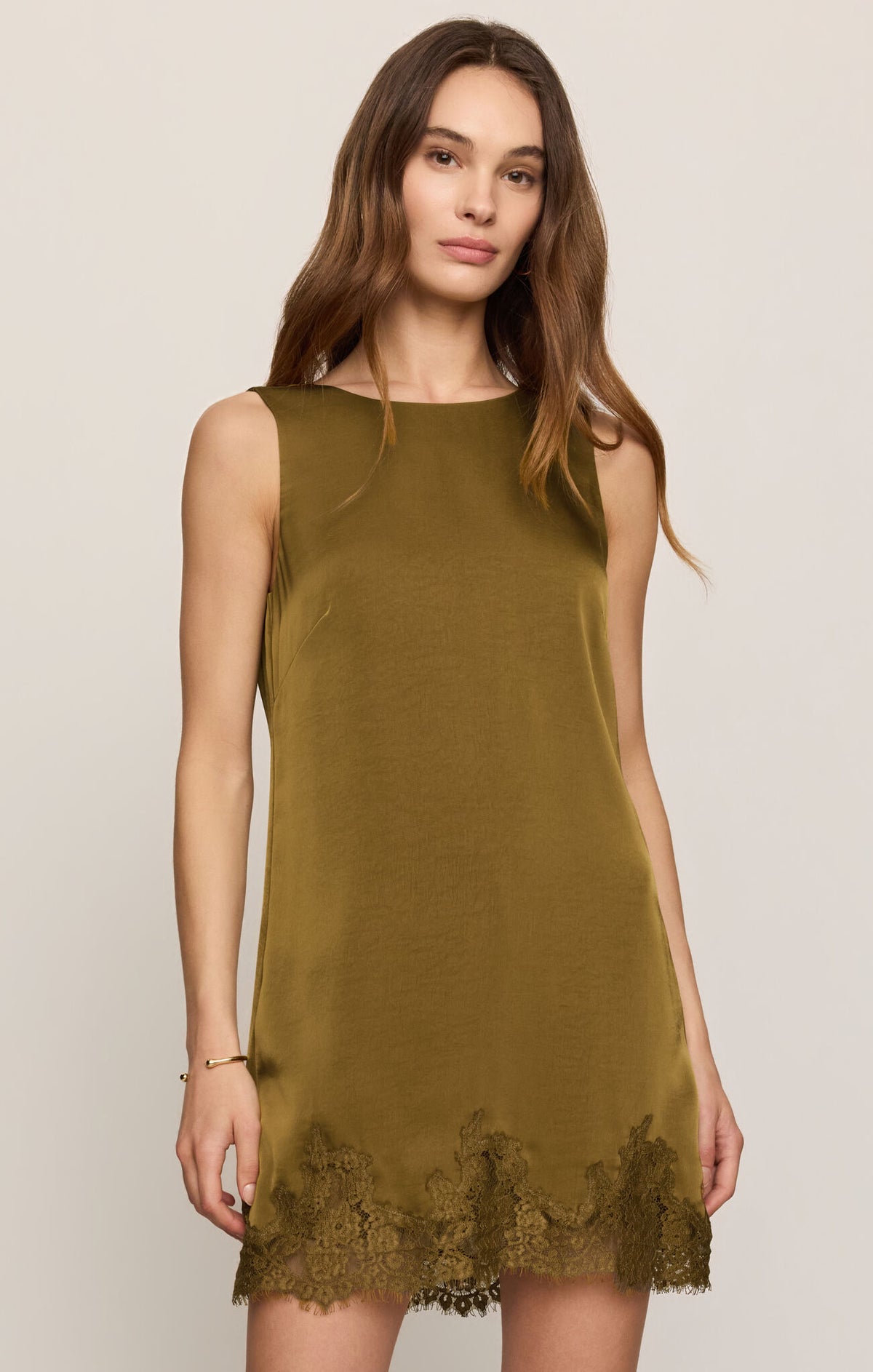 Meadow Muse Lace Mini Dress Golden Sage