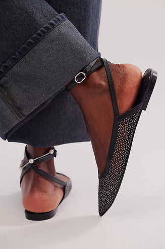 SHEER GLITTER JULES FLAT / BLACK